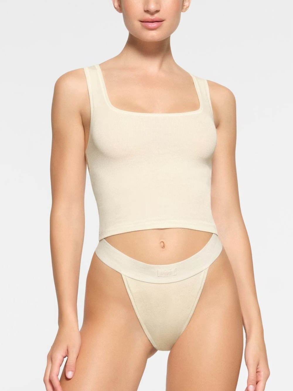 Skims Ribbed Tank Tank in Beige